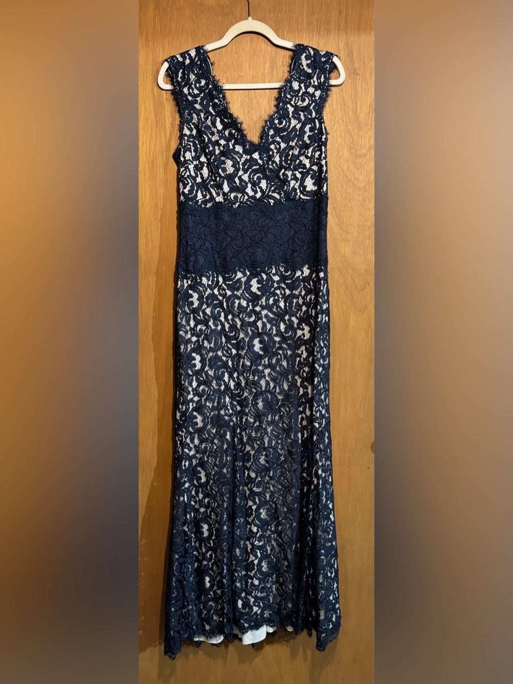 Tadashi Shoji Navy Blue Lace Maxi Skirt
